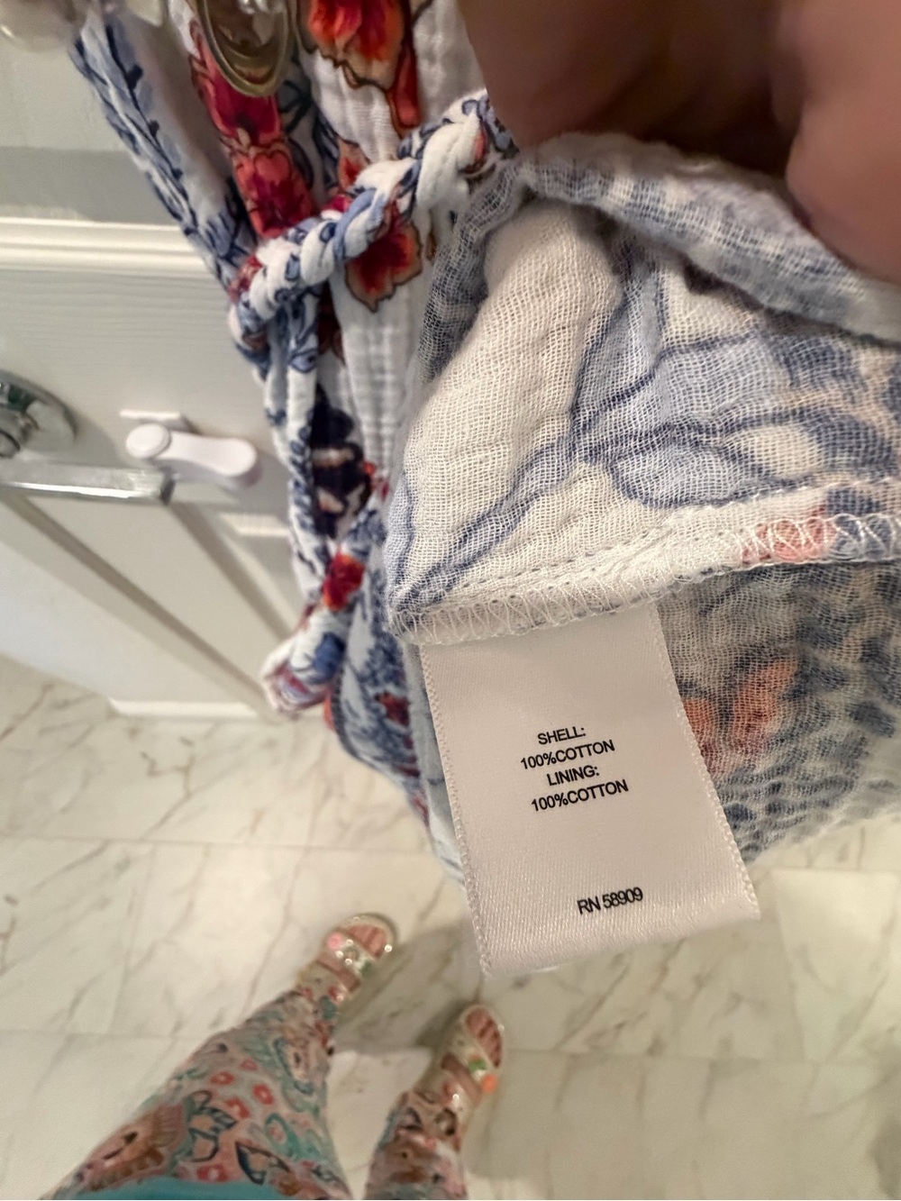 White Floral Maxi Dress with Blue & Orange Print - Picture 6 of 8